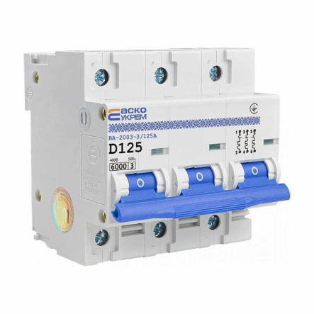 Автоматический выключатель АСКО ВА-2003-3/125A, 3р, D 125 А, вводный, A0010030010