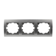 Рамка Lezard DERIY тримісна, горизонтальна, темно сірий металік, 702-2900-148