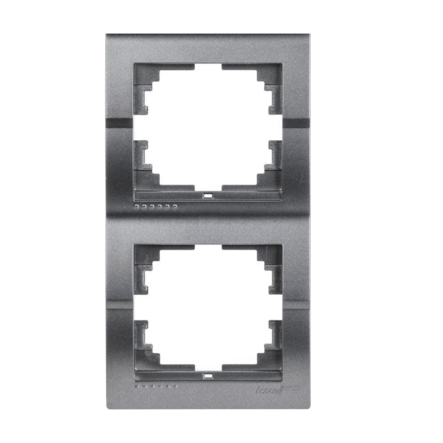 Рамка Lezard DERIY двухместная, вертикальная, темно серый металлик, 702-2900-152 - 1