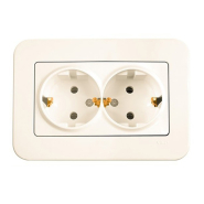 Розетка двойная с заземлением VIKO Rollina, 90421056, крем
