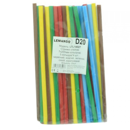 Стрижні клейові Lemanso, 200х7мм (ціна за пачку 20шт.) кольорові, LTL14027 - 1