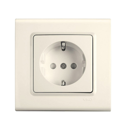 Розетка с заземлением со шторками VIKO LINNERA, 90401042, крем - 1