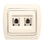 Розетка телефонна &quot;євро&quot; TUNA EL-BI подвійна, крем (без вставки), 502-000300-222