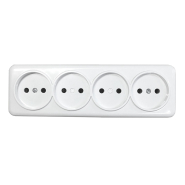 Розетка зовнішня установка 4-я б/з, біла, IP20, TNSy Lemur, TNSy5000987