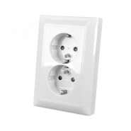 Розетка двойная с заземлением и шторки АBB Basic 55, 20-02 EUJKS-94-507, белый