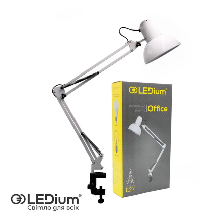Настольная лампа LEDium OFFICE E27 50Hz AC100-240V 400х400х160мм белая - 1