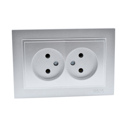 Розетка 2-я без заземления, Mono Electric, DESPINA, серебро, 102-212105-121 - 1