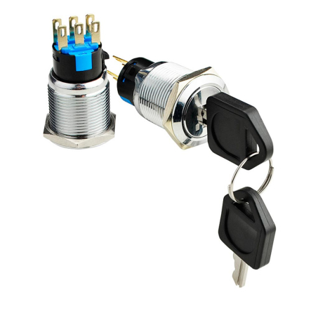 TY 19C-K11/3 Кнопка металева, АСКО-УКРЕМ, A0140010214, з ключем 3-х позиційна 1NO+1NC - 1