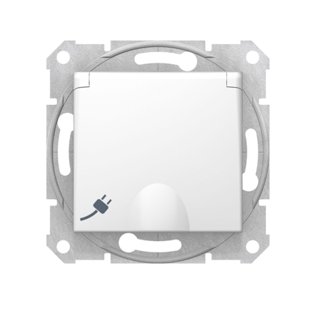 Розетка із заземленням, со шторками та кришкою, Schneider Electric Sedna, біла, SDN3100121 - 1