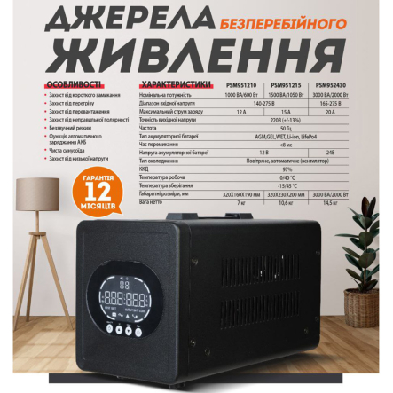 Источник бесперебойного питания LED Sturmax PSM952430, 3000 ВА, 24В