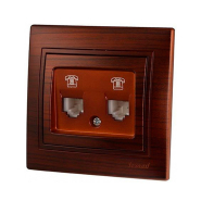 Розетка телефонная евро Lezard MIRA двойная, Античный Кедр, 701-0404-138