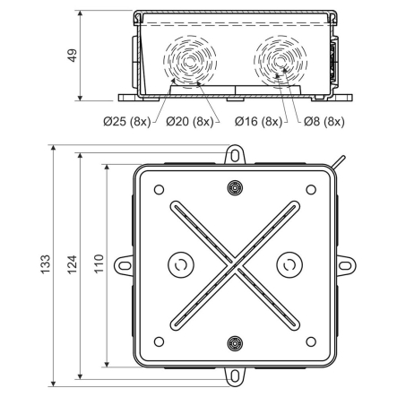 Коробка распределительная KOPOS 8135_KA, IP54, 105х105х40 мм