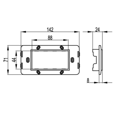 Каркас на 4 модуля, Brava, ДКС, 75021W, белый, RAL 9010