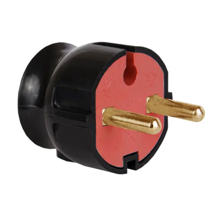 Вилка штепсельная LXL 325BLP, із заземленням, кутова, чорна - 1