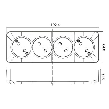 Розетка 4-я накладная HOROZ POWER MAX-4, 16А, 250V, IP20, белая, 104-008-0003-010