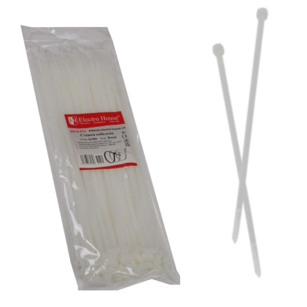 Хомут кабельный Electro House, EH-K-013, 5х300 белый - 1