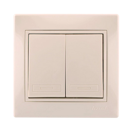 Выключатель Lezard MIRA двухклавишный, крем, 701-0303-101 - 1