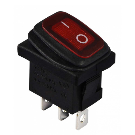 Перемикач 1 клав. вологозах. червоний з підсвічуванням KCD1-2-101WN R/B 220V, АСКО-УКРЕМ, A0140040060 - 1