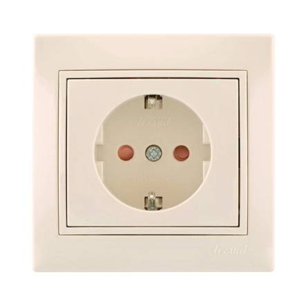 Розетка Lezard MIRA одинарна, з захистом від дітей, крем, 701-0303-124B - 1