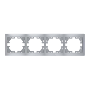 Рамка Lezard MIRA четырехместная, горизонтальная, металл серый, без вставки, 701-1000-149