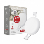Светильник врезной MAXUS SP Edge, 6W, 4100K, 600Lm, круг Ø 90мм, 1-MSP-0641-C