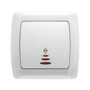 Вимикач 1 кл. прохідний з підсвіткою VIKO CARMEN, 90561063, білий