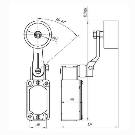 Выключатель концевой Промфактор ВП 15М 4232 рычаг поворотный с большим дюралевым роликом IP54