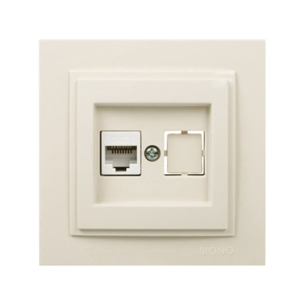 Розетка комп'ютерна (RJ45 CAT 6) Mono Electric, DESPINA, Крем, 102-170005-125 - 1