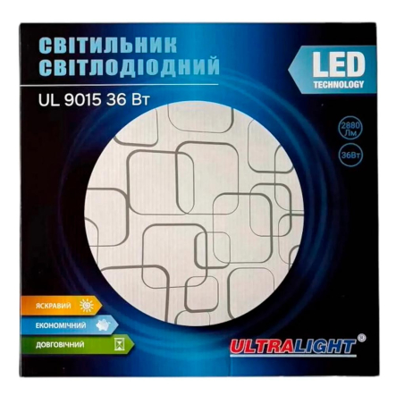 Светильник LED UL9015, 36Вт, d370, белый с чёрными разводами, 52830