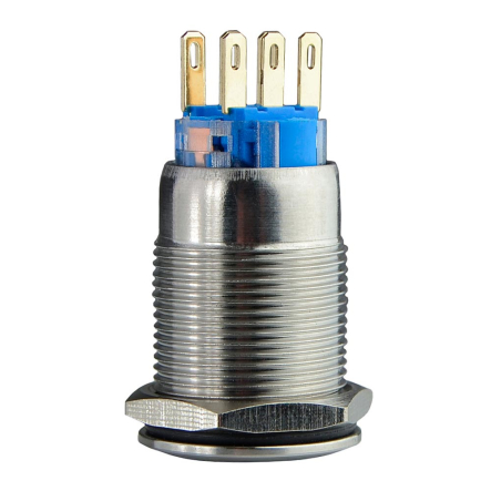 TYJ 19-372 Кнопка металлическая, АСКО-УКРЕМ, A0140010121, плоская с фиксацией 2NO+2NC, с подсветкой, желтая, 220V - 1