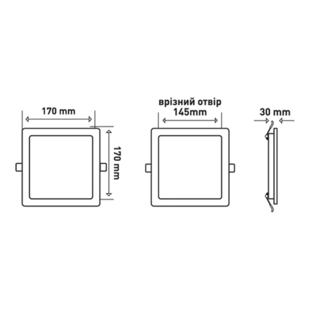 Светильник LED встраиваемый MAXUS 1-RDL-1841-IPS, RDL, 18W, 4100K, 1800 Lm, IP44, 170 мм, квадрат