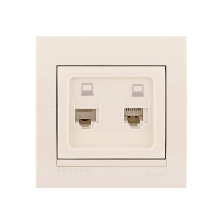 Розетка Lezard DERIY компьютерная двойная, крем, 702-0303-141 - 1