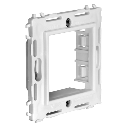 Каркас на 2 модуля, Brava, ДКС, 75020W, (одноместный со стальными лапками и винтами), белый RAL9010