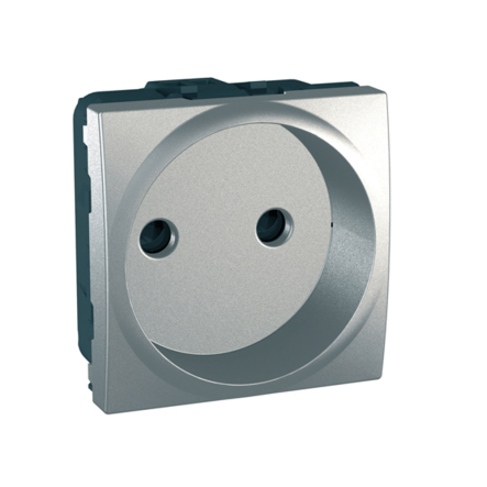Розетка без заземлення зі шторками, алюміній, Schneider Electric Uniсa MGU3.033.30 - 1