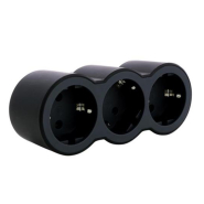 Блок Стандарт розетковий Legrand 694519, 3 гнізда, із з/з, фронтальний, чорний