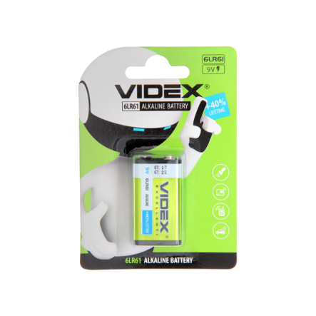 Батарейка лужна 6LR61 Videx bl, 23235 - 1