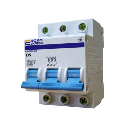 Автоматический выключатель АСКО-УКРЕМ ВА-2006 3р, D 5А, A0010060019 - 1
