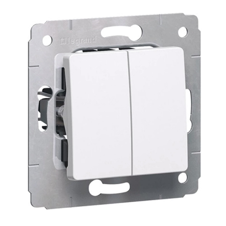 Вимикач 2- клавішний, прохідний Legrand Cariva, 773608, білий - 1