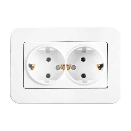Розетка подвійна із заземленням VIKO Rollina, 90420056, біла - 1