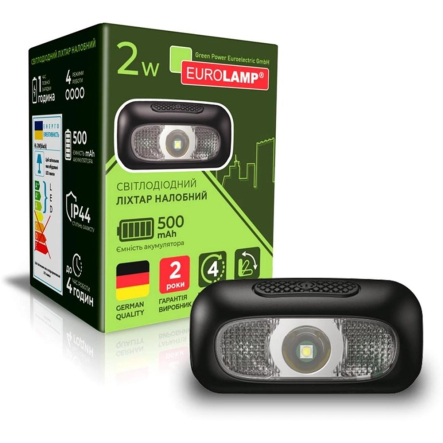 Фонарик налобный LED EUROLAMP 2W SMD Micro-USB черный - 1