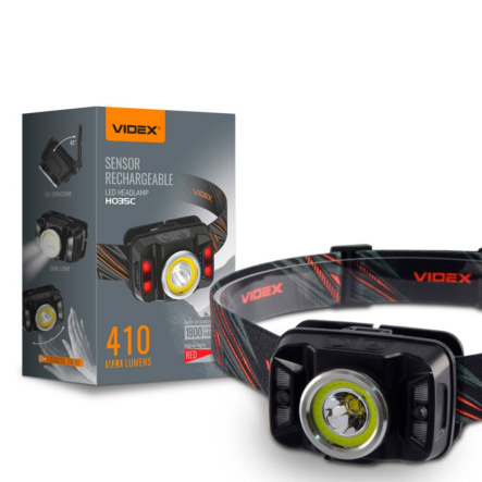 Ліхтар налобний VIDEX VLF-H035C 410Lm 5000K Li-pol 1800mAh незнімний - 1