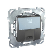 Розетка компьютерная RJ45 категория 5-е 2-х модульная, графит, Schneider Electric Uniсa, MGU3.471.12