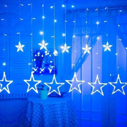 Гирлянда штора Звезды, 3*1 м, синие, 8 режимов мерцания, ZABI-8