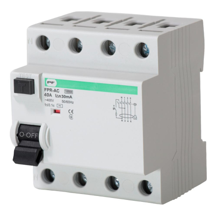 Реле захисного відключення Promfactor РЗВ-4, 4P, 40A, 4.5kA, 30mA, FPR4040030AC - 1