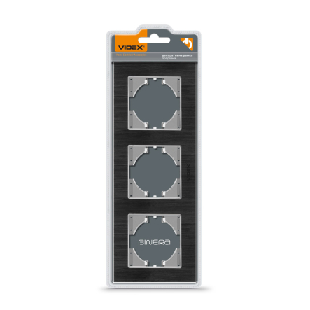 Рамка VIDEX BINERA, черный алюминий, 3 поста, горизонтальная, VF-BNFRA3H-B - 1