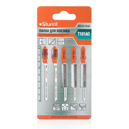 Пилки для лобзика Sturm 9019-03-101AO дерево, чистый фигурный рез (уп. 5шт)