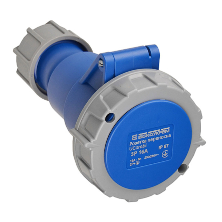 Розетка переносная АСКО-УКРЕМ UCombi 223 ГП 16А, 3P, IP 67, A0080010120 - 1