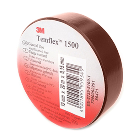 Изолента 3M Temflex 1500 Лента 19mm x 20m, коричневый - 1