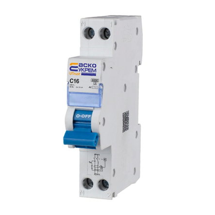 Устройство защитного отключения ДВ АСКО-УКРЕМ UTrust 1P+N (18 mm) 10А C 30mА AC, A0010210143