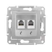 Розетка телефонная 2-я Schneider Electric Sedna, алюминий, SDN4201160